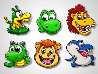 Obraz premium Colorful Cartoon Animal Characters Collection