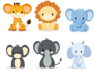 Obraz premium Cute Cartoon Animal Vector Pack for Kids