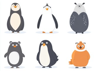 Obraz premium Cute Cartoon Animals Vector Illustration Design