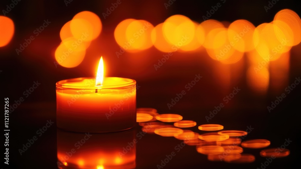 Poster candlelight ambiance with glowing circles creating a warm atmosphere for relaxation and meditation t