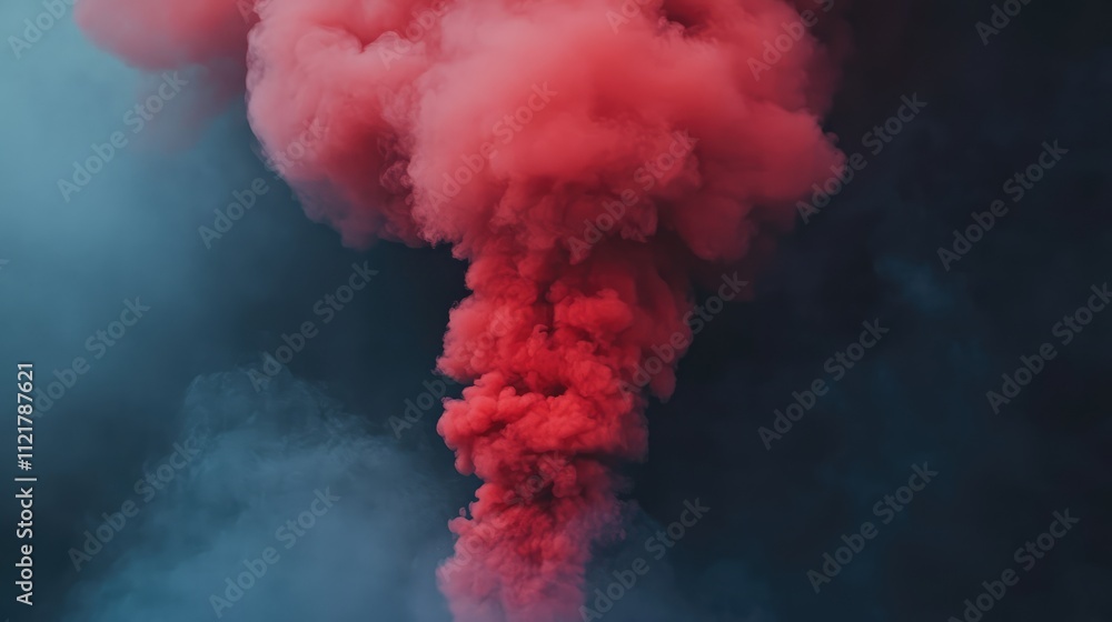 Fototapete vibrant red smoke billowing against a dark background creating a dramatic abstract visual effect