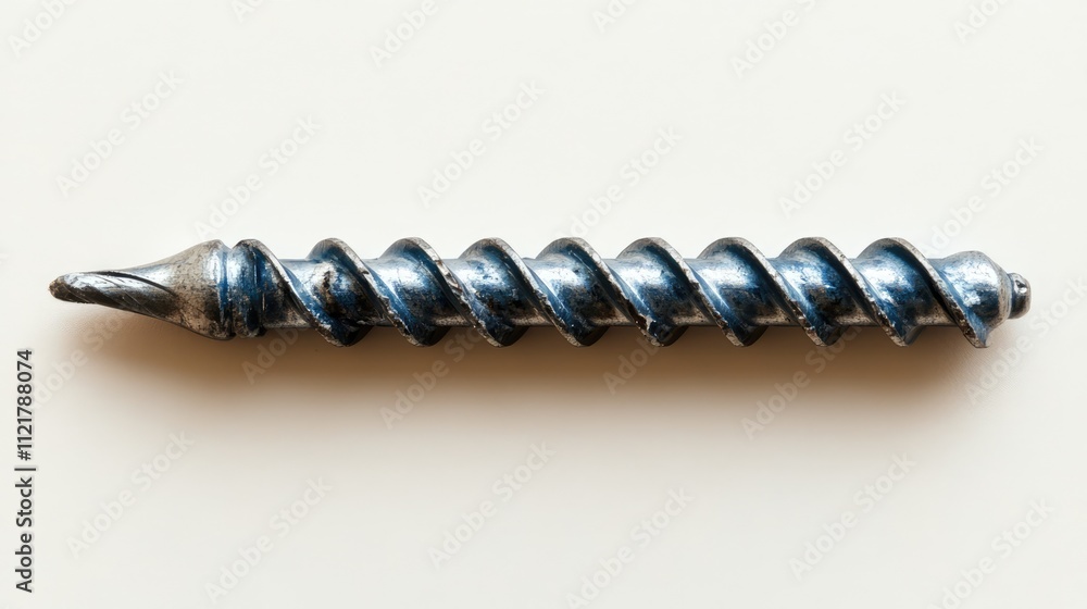 Aufkleber Screw with spiral design on light background showcasing detailed head and thread texture in top view perspective
