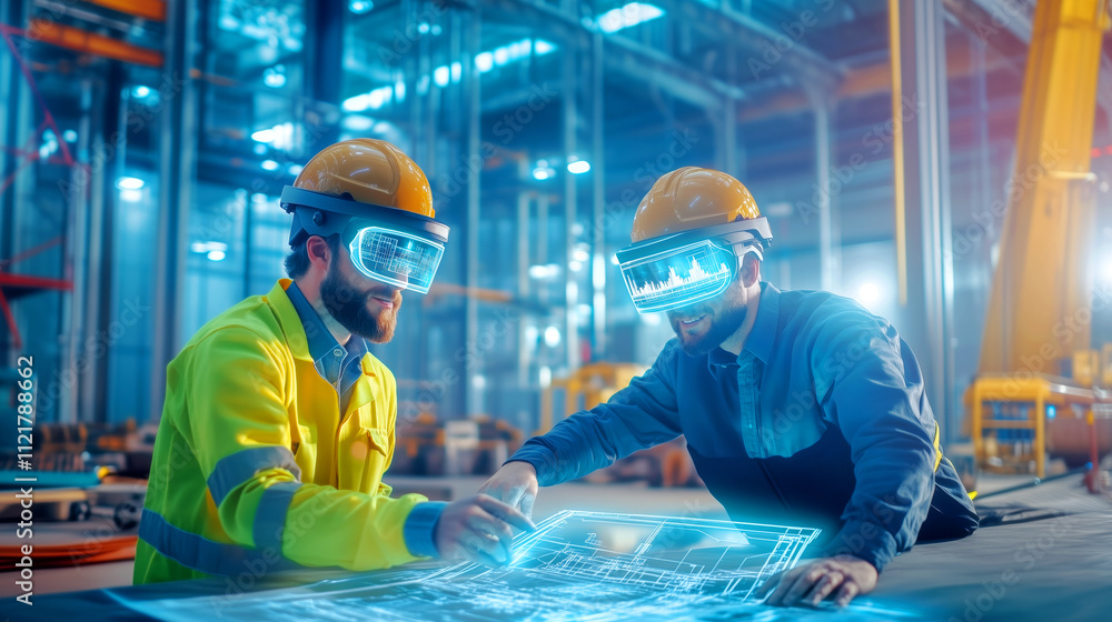 Poster workers use virtual reality technology for project planning