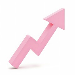 Pink Up Arrow - 3D Arrow Icon, Isolated on White Background