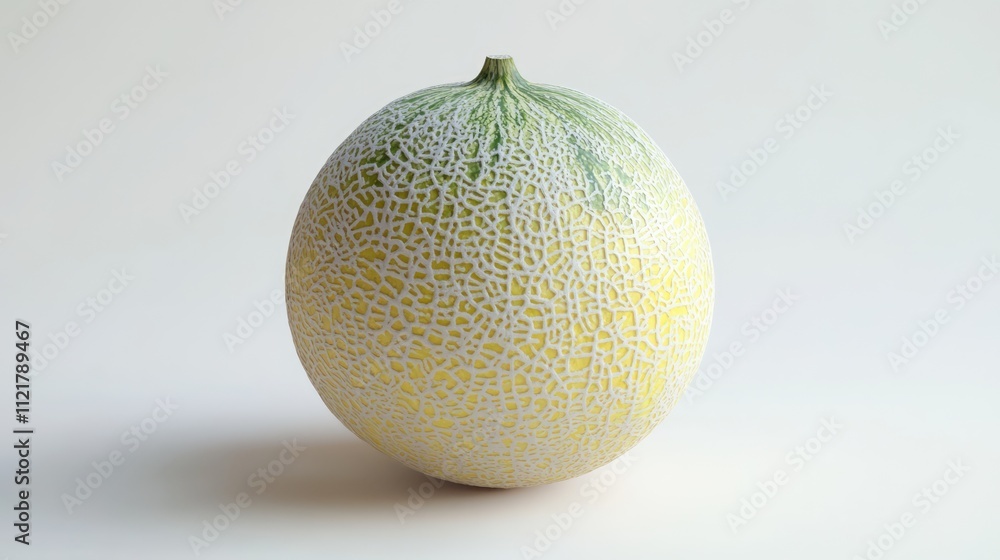 Poster ripe cantaloupe melon displayed on a minimalistic white background showcasing its texture and natura