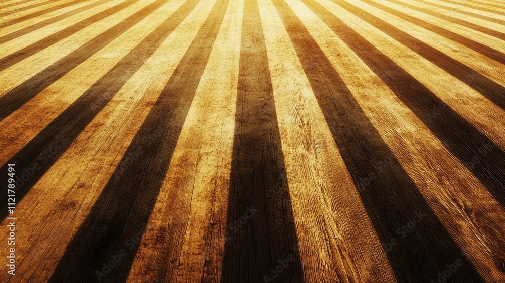 Poster geometric stripes of wooden flooring illuminated by natural light creating a harmonious and warm vis