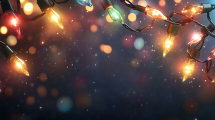 Obraz premium Primo piano di luci natalizie con bokeh sullo sofndo