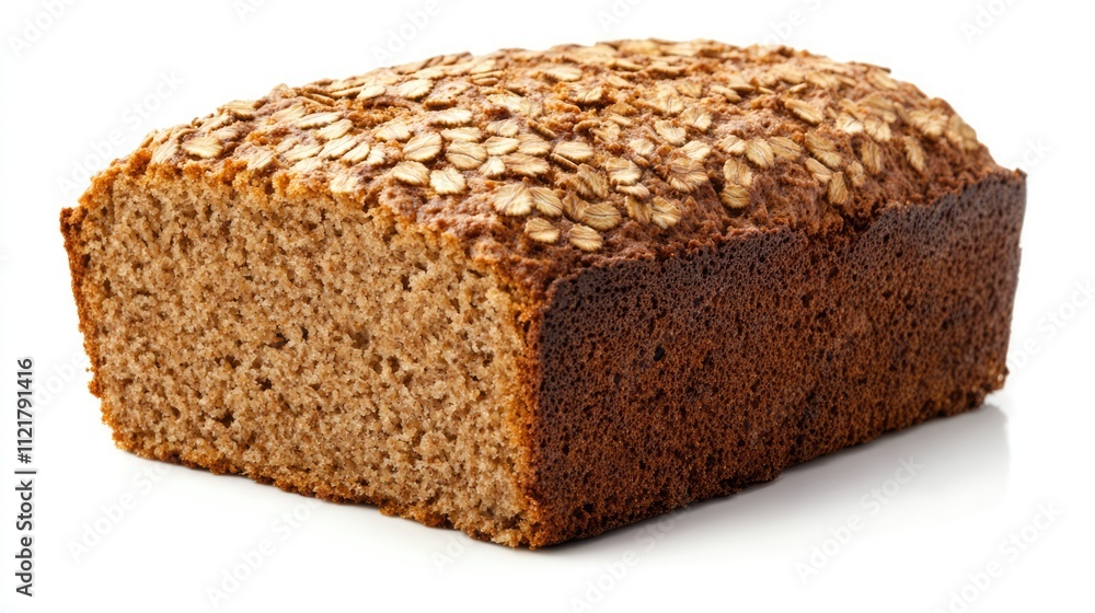 Aufkleber wholemeal bread loaf topped with oats isolated on a white background showcasing its rich texture and