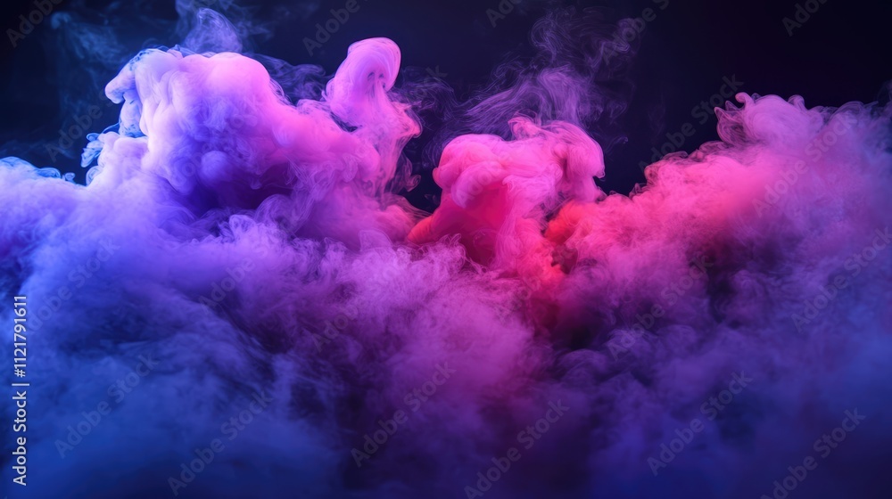 Aufkleber colorful smoke and fog in abstract patterns on dark background for artistic and creative use