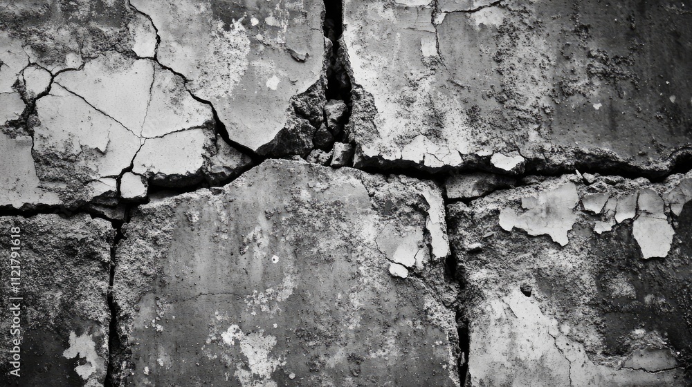 Aufkleber cracked concrete wall texture illustrating foundation issues in aged structures showing deterioratio