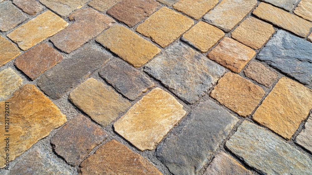 Poster granite cobblestone pavement texture close-up showcasing the interplay of earthy tones and detailed 