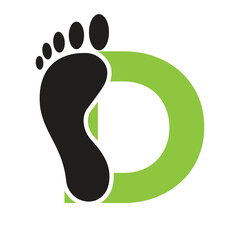 Initial Letter D Foot Logo Design Concept For Step Symbol Vector Sign