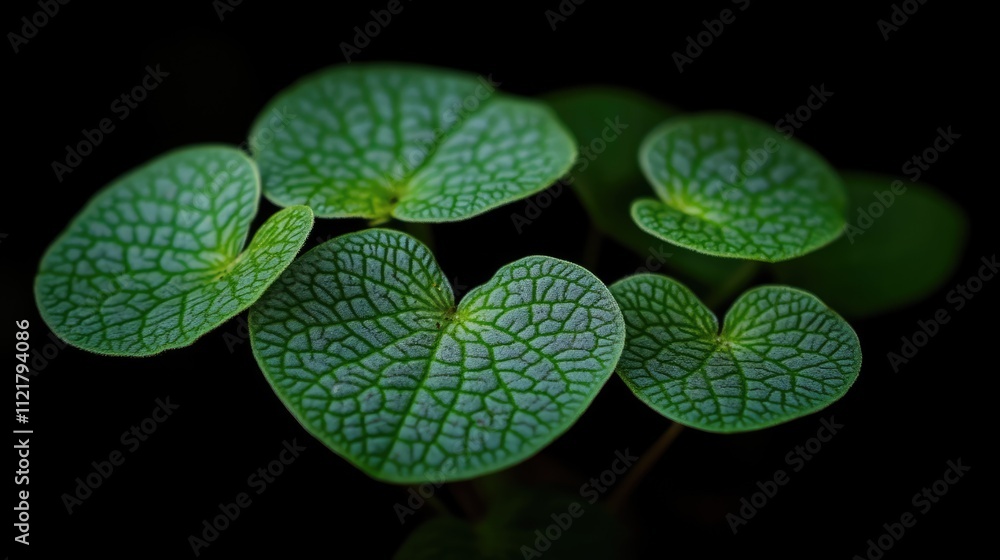 Poster pilea microphylla vibrant foliage showcasing intricate leaf patterns and lush green color against a 