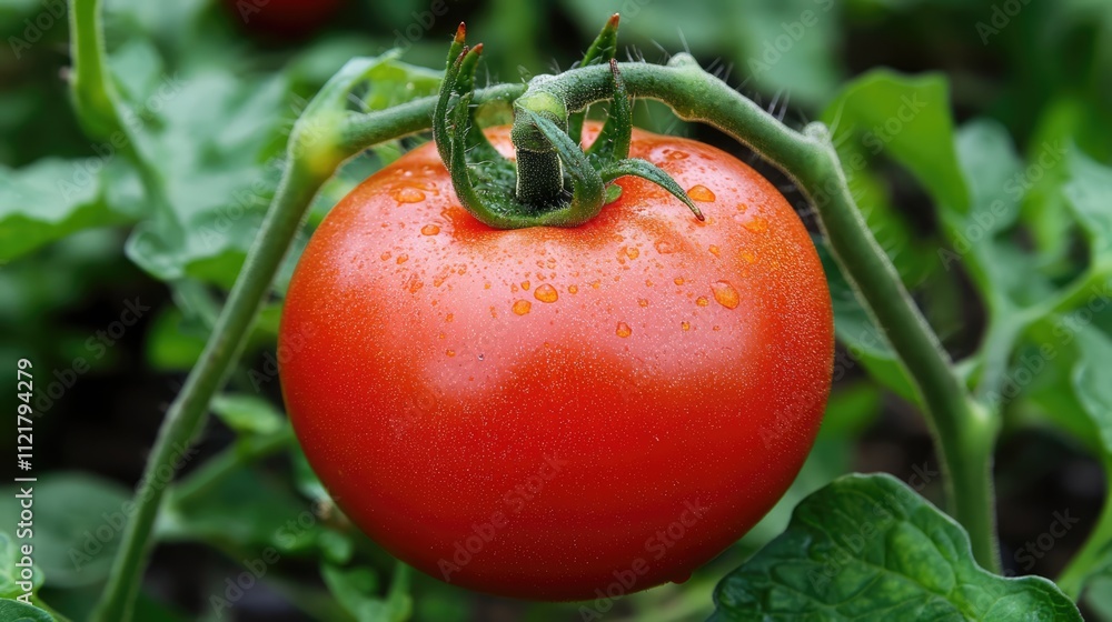 Poster fresh red tomatoes ripe on a vine showcasing vibrant agriculture and healthy farming practices in a 