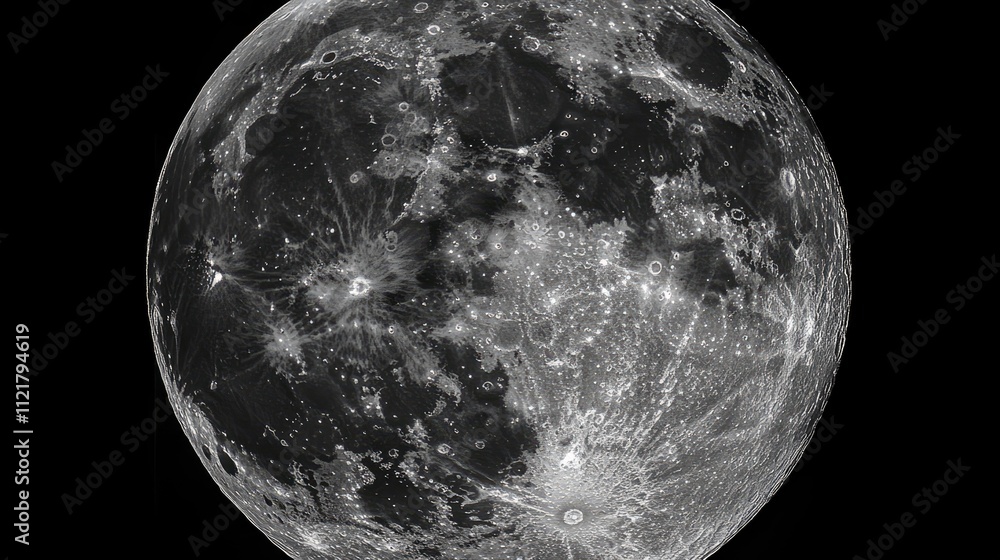 Aufkleber detailed telephoto image of the moon's surface highlighting craters and features in high resolution 