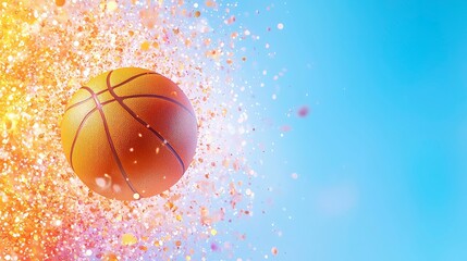 Dynamic basketball image showcasing vibrant colors, motion, and energy, perfect for sports-themed projects, advertisements, or promotional materials.