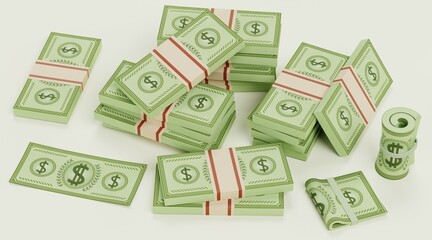 Realistic 3D Render of Cartoon Money