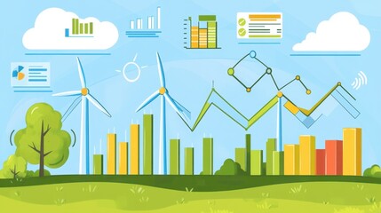 Fototapeta premium Renewable Energy and Data Visualization Landscape