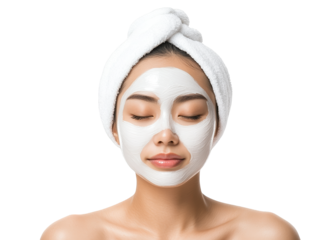 Woman enjoying a moment of relaxation with towel wrapped around her head after refreshing bath or shower.