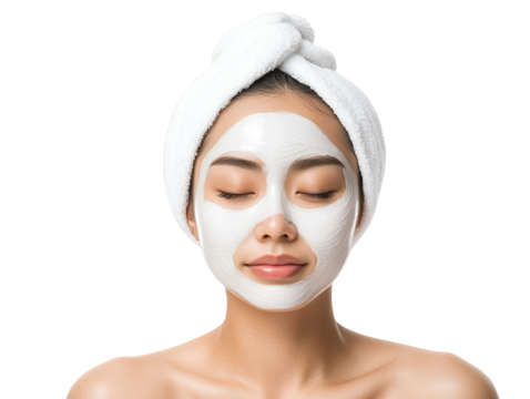Woman enjoying a moment of relaxation with towel wrapped around her head after refreshing bath or shower.