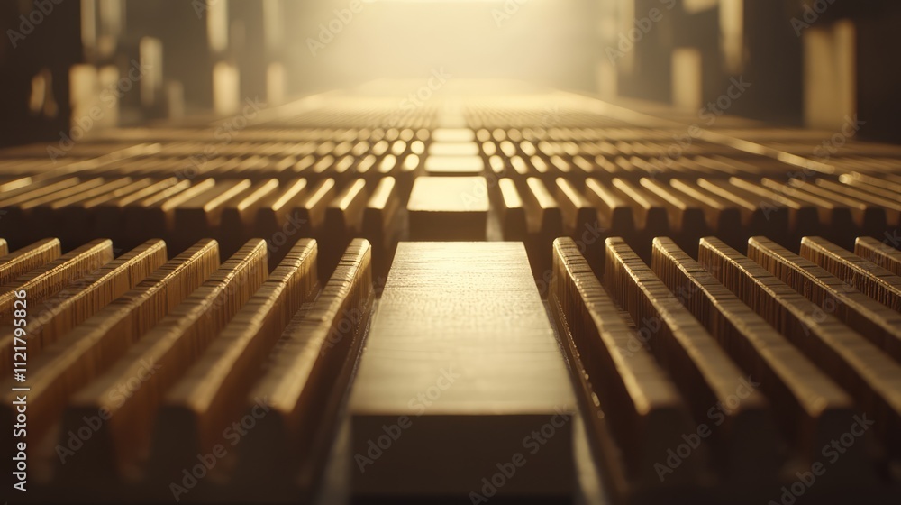 Poster wooden pallets arranged in a factory setting for cargo loading and transportation showcasing industr