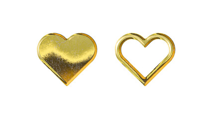 Fototapeta premium Heart icon set gold golden isolated on white background cut out