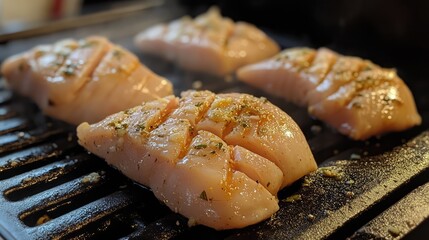 Smoked chicken breast fillets grilled to perfection with spices and herbs, ideal for snacks or appetizers.
