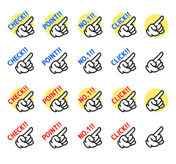 ハンドサインアイコンセット 赤文字 青文字