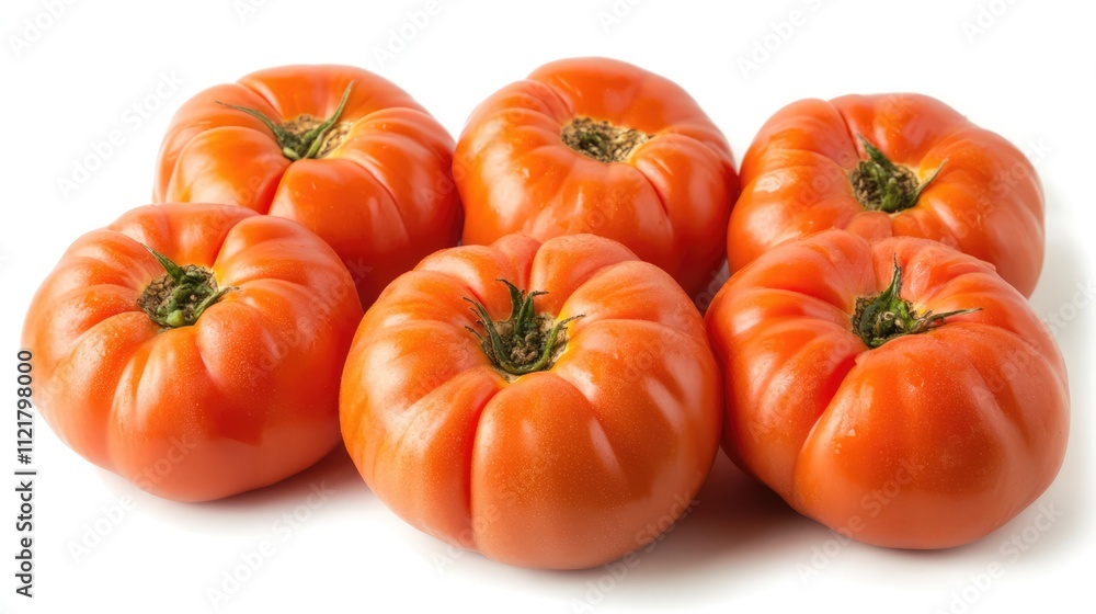 Poster fresh ripe tomatoes arranged artistically on a clean white background showcasing vibrant colors and 