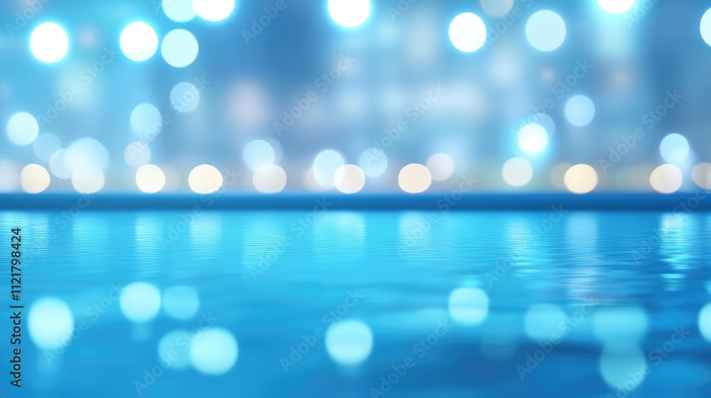 Poster blurred swimming pool background with bokeh lights for design and creative art projects featuring se