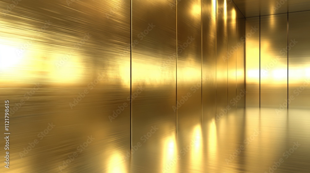 Poster Elegant golden wall texture with a reflective surface creating a luxurious abstract background for design and creative projects.