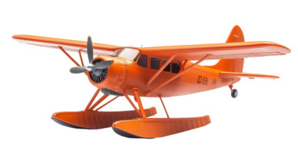 orange vintage plane isolated on white background