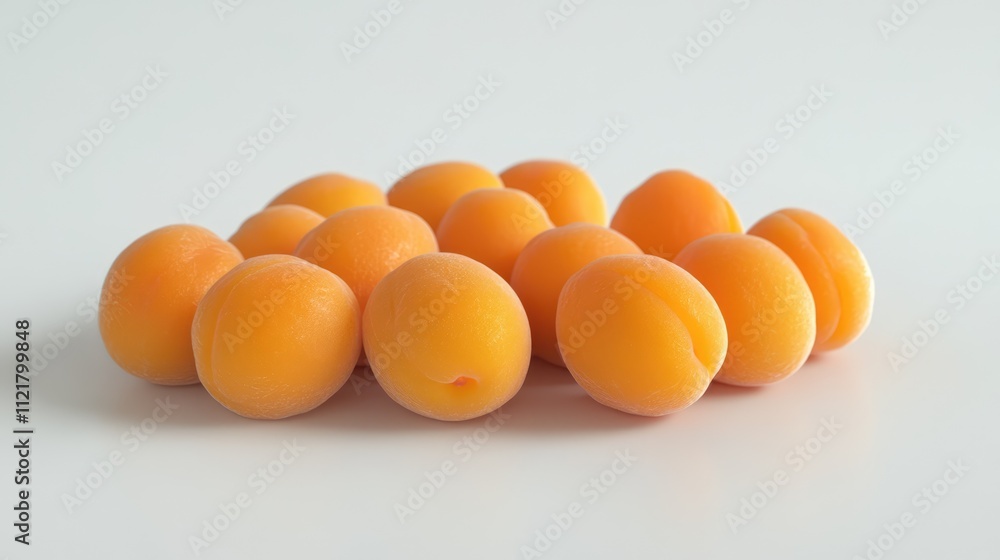Poster fresh apricots arranged on a white surface highlighting their vibrant color and smooth texture for c