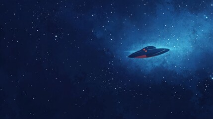 Obraz premium Solitary Spaceship in the Vast Cosmos: A Journey Through the Starry Night