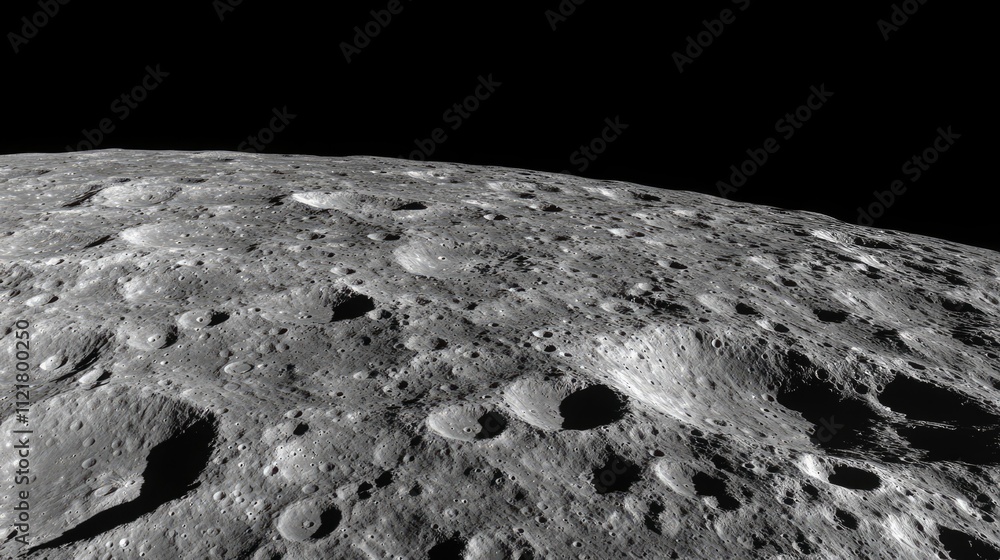 Aufkleber detailed telephoto image of the moon's surface showcasing craters and texture against a dark backgro