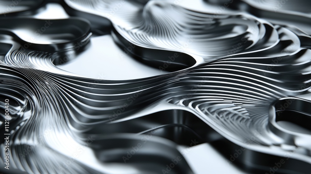 Poster abstract design of metallic surface with wavy patterns for sheet metal stamping and progressive die 