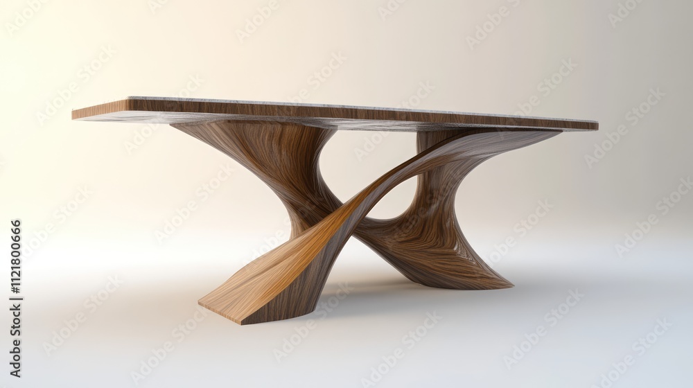 Aufkleber stylish modern wooden table with unique twisted design showcasing craftsmanship and elegance in cont