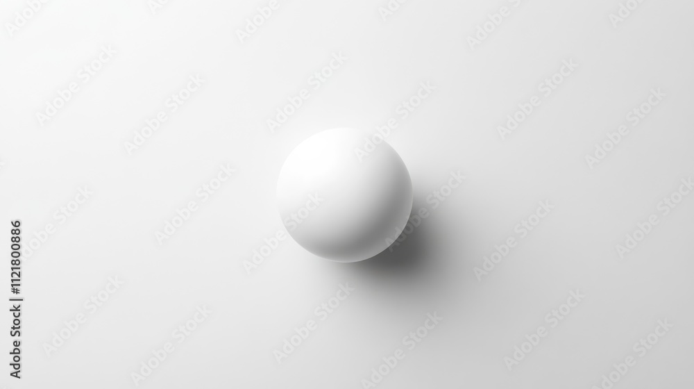 Leinwandbilder Minimalist top view of a white spherical object casting a soft shadow on a clean white background for design and creative concepts.