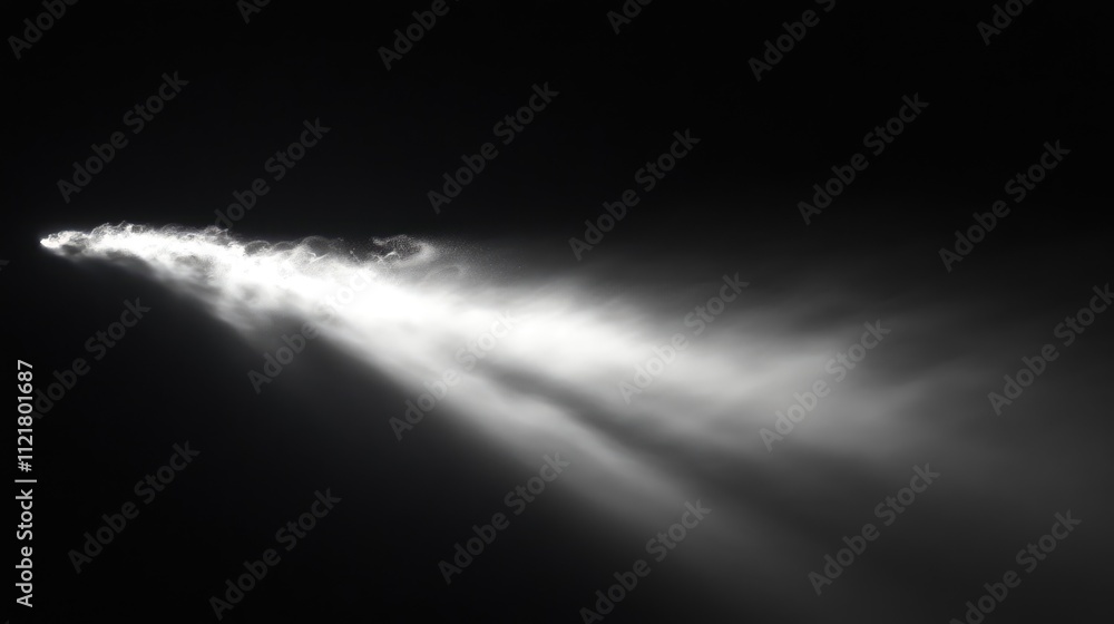 Poster smoke spray swirling in the wind creating dynamic patterns against a black background with soft fog 
