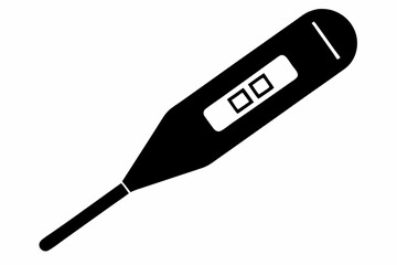 Digital Thermometer vector silhouette black design white background