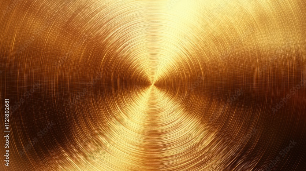 Aufkleber Metallic gold texture background with smooth circular brushed patterns for abstract design and industrial applications.