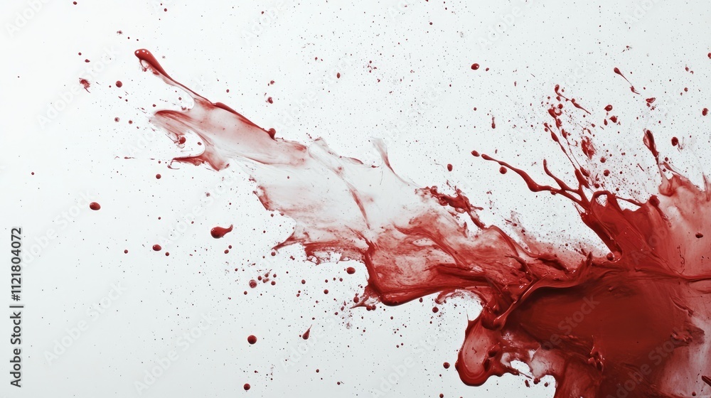 Poster dynamic red paint splash abstract background texture on white canvas for artistic designs and creati