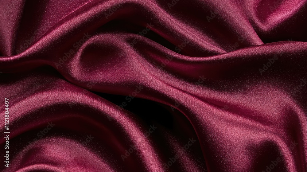 Aufkleber Luxury deep red satin fabric texture with soft waves and elegant creases for sophisticated background designs and textile applications.