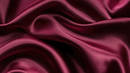 Fototapeta premium Luxury deep red satin fabric texture with soft waves and elegant creases for sophisticated background designs and textile applications.