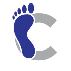 Initial Letter C Foot Logo Design Concept For Step Symbol Vector Sign