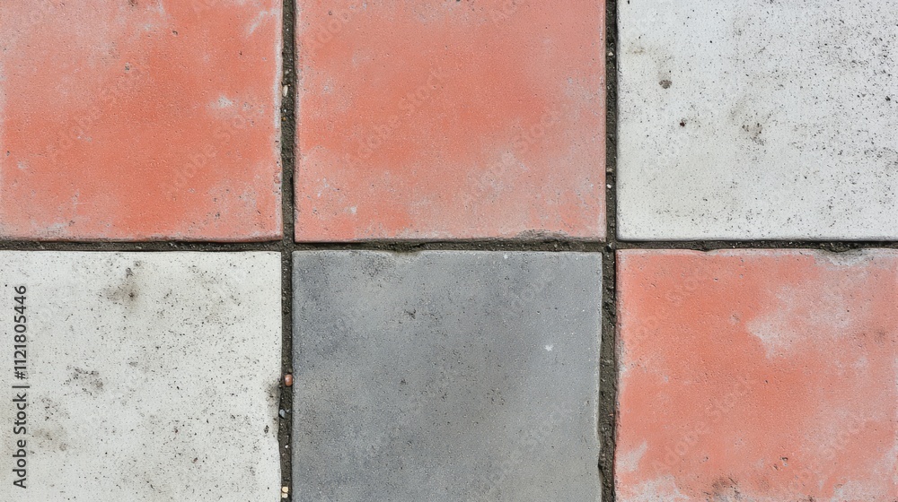 Poster tiled mosaic seamless concrete pavement featuring pink and grey patterns ideal for urban and archite