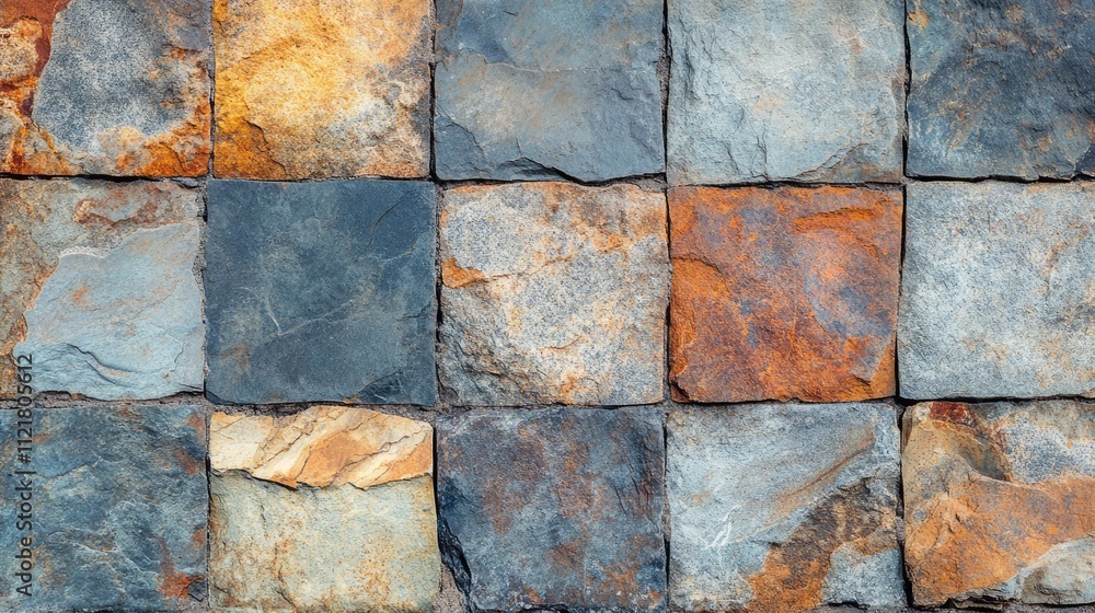 Aufkleber seamless stone wall texture with a square pattern showcasing natural slate colors suitable for backg