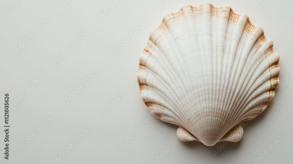 Poster natural seashell isolated on a plain white background showcasing intricate textures and patterns in 