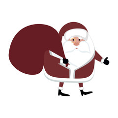 Santa Claus with a bag of gifts.