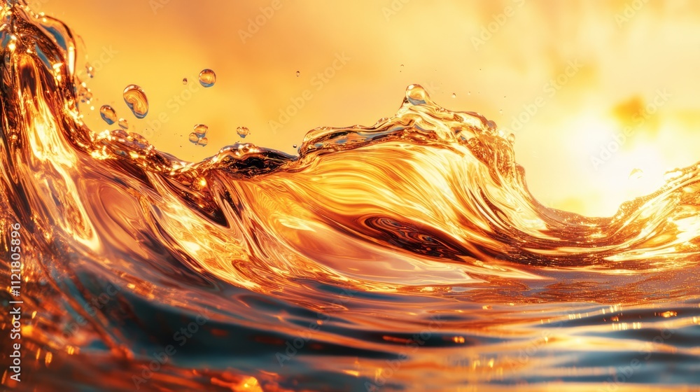 Aufkleber golden hour sunset reflection on water creating abstract waves and light patterns in a serene natura